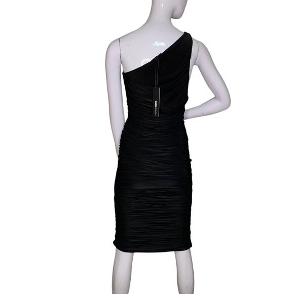 Fashion Nova NWT My Man and Me Ruched Mini Dress One Shoulders Black Size M - Picture 6 of 15